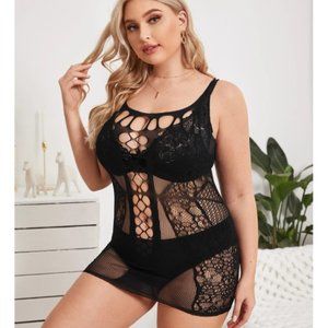 Mesh Cut Out Dress Without Lingerie Set